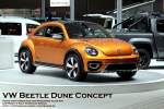 VW Beetle Dune Concept - 50 mm höher, 24 mm breiter, 12 mm länger als der Serien-Beetle - Turbo-Motor 2.0 TSI, elektronische Differenzialsperre XDS, Vorderradantrieb.