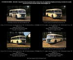 IFA H 6 B/L Linienbus (Überlandbus) des VEB Kraftverkehr Meissen, creme (grünen Streifen), Kennzeichen MEI NV 57 H, Baujahr 1957 (restauriert 2014-16), 150 PS, Bauzeit (Werdau) 1956-59, VEB