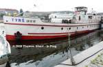 Name:  TYRS  - Name:  TYR� , ex  LIPNO  / Baujahr: 1958 / Bauwerft: ? in Prag (Tschechien) / Flagge: Tschechien / L�nge: 58,30 m / Breite: 9,14 m / Tiefgang: 0,90 m / 290 Passagiere / Antrieb: Skoda