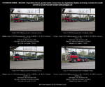 Scania R 142 M Sattelzugmaschine mit Auflieger (Tieflader), rot-blau - 14,2 Liter Hubraum, V8, 388 PS, Schweden - fotografiert am 06.04.2014 zum Treffen  100 Jahre Busse der DVB  (Dresdner