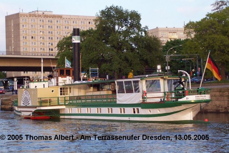Weitere Fotos:  DIESBAR  (1884) - Backbordseite, schr�g von achtern gesehen.