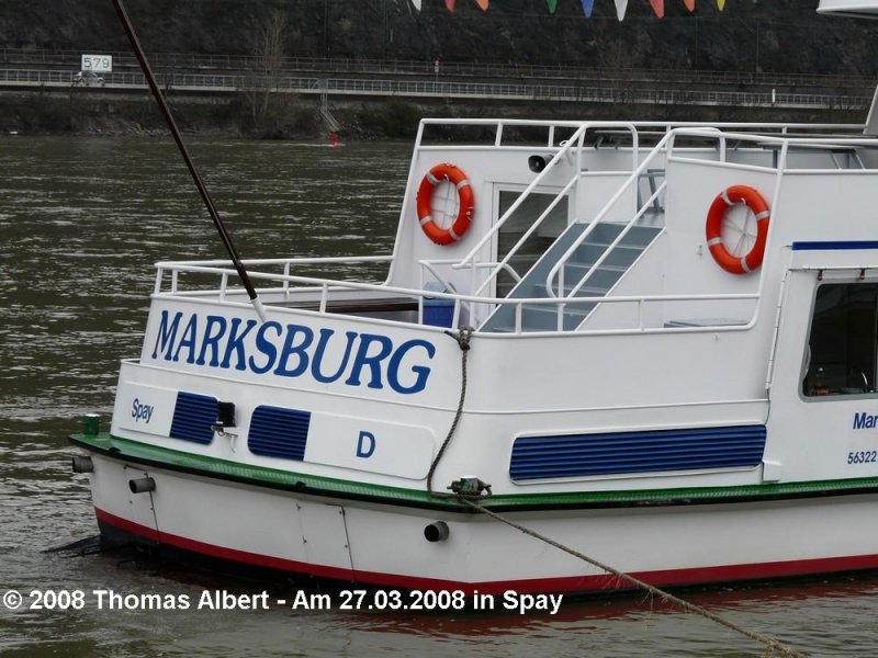 Weitere Fotos:  MARKSBURG  (1967) - Heckansicht mit Heimathafen Spay
